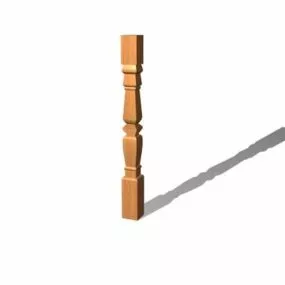 Old Square Wood Spindle 3d model
