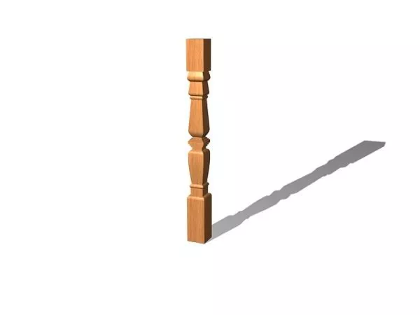 Old Square Wood Spindle 3d model Old Square Wood Spindle 3d model