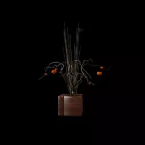 Square Wooden Vase 3d model