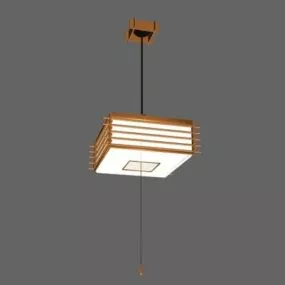 Square Wooden Decoration Hanging Light 3d model