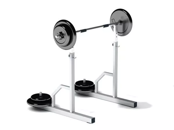 Gym Equipment Rack With Big Weights On Side 3d model