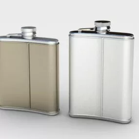 Two Stainless Steel Hip Flask 3d model