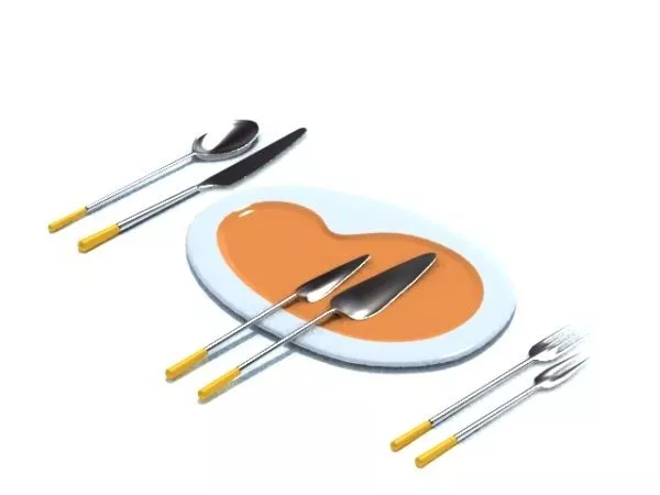 Dinnerware Utensil With Pot, Vase, Dish, Spoon 3d model