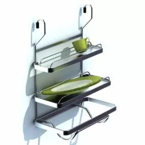 Kitchen Stainless Steel Dish Rack 3d model