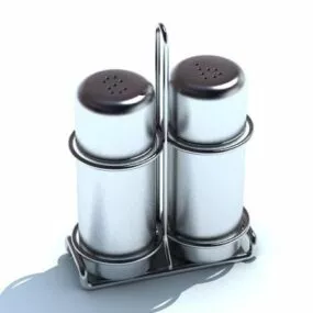 Kitchen Steel Salt Jar Box 3d model