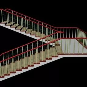 Old Stairway With Handrails 3d model