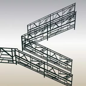 Antique Stairway With Handrails 3d model