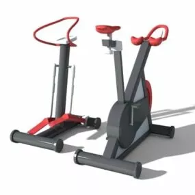 Fitness Stationary Bike And Stepper 3d model