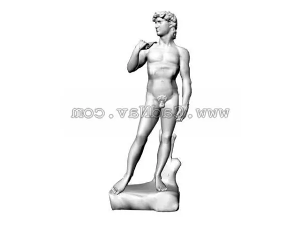 Statue Of Deer, Deer With Horn On Rock Sculpture 3d model