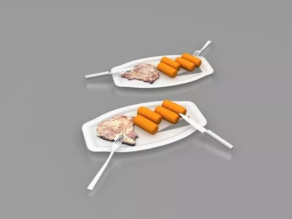 Food Steak With Sausage 3d model Food Steak With Sausage 3d model