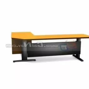 Steel Frame Wooden Office Desk 3d model