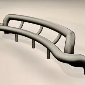 Street Steel Tube Bench 3d model
