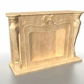 Stone Fireplace Vintage Design 3d model