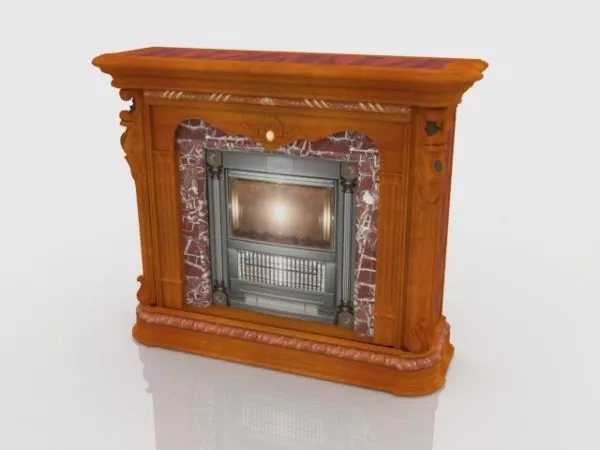 Red Stone Fireplace 3d model Red Stone Fireplace 3d model