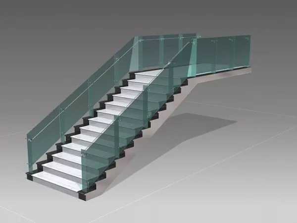 Staircase With Right Handrail 3d model