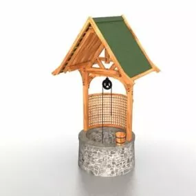 Garden Wooden Wishing Well 3d model