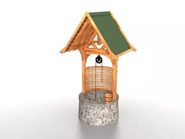 Park Well Building Wooden Material 3d model