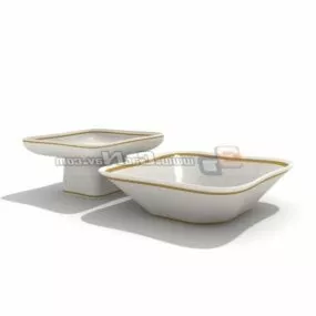 White Stoneware Salad Plate 3d model