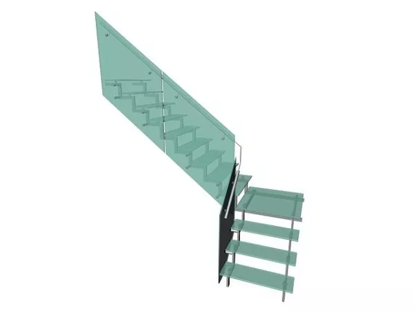 Straight Staircase Equipment With Handrail 3d model