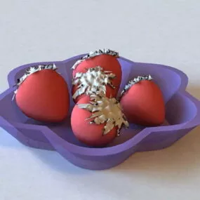 Strawberries Fruit On Plate 3d model