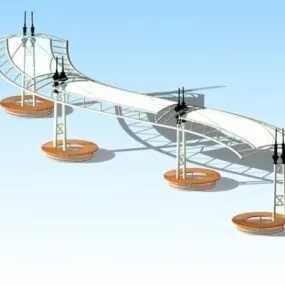 Street Pergola With Landscape Bench 3d model