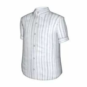White Striped Dress Shirt Clothing 3d model
