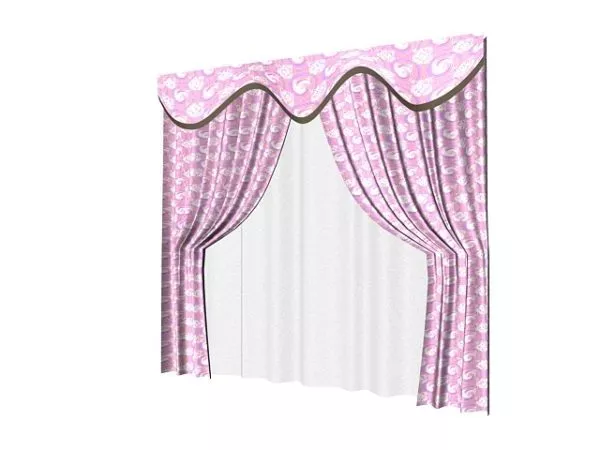 Pink Home Curtain With Sheer 3d model Pink Home Curtain With Sheer 3d model