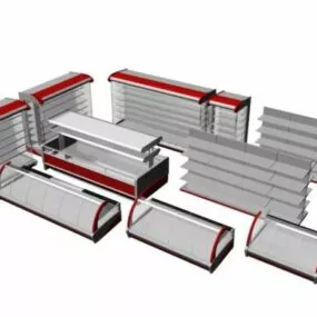 Display Cabinet Set Supermarket Shelves 3d model