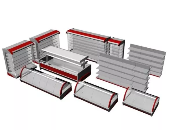 Display Cabinet Set Supermarket Shelves 3d model Display Cabinet Set Supermarket Shelves 3d model