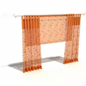 Tab Top Curtain For Home Decoration 3d model