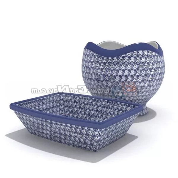 Tableware Porcelain Jar And Plate 3d model Tableware Porcelain Jar And Plate 3d model