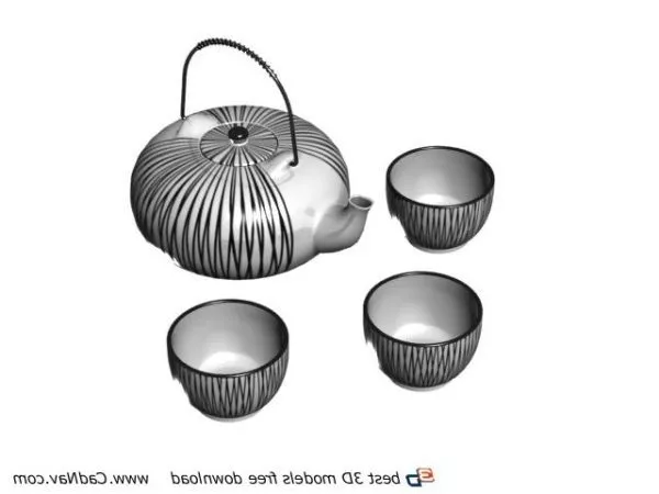 Vintage Chinese Porcelain Teapot 3d model