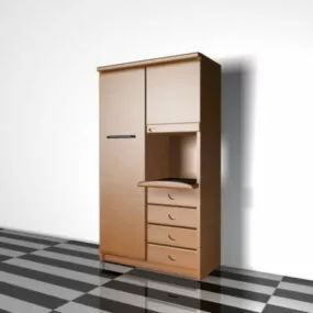 Tall Kitchen Wooden Storage Cabinet 3d model