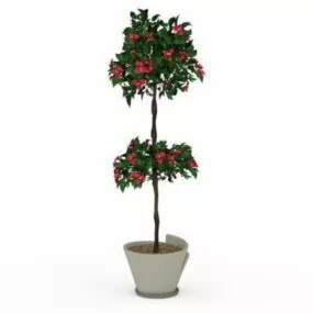 Indoor Tall Potted Flower Plant 3d model