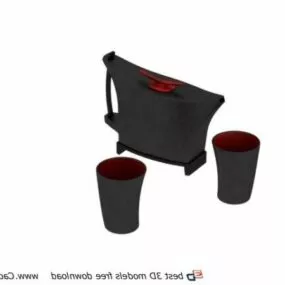 Set Of Tea Pot With Cups 3d model
