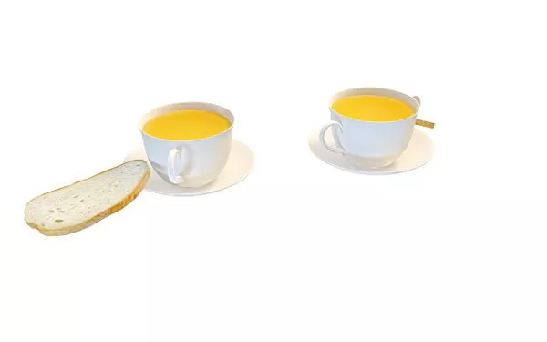 Tea With Bread Breakfast 3d model Tea With Bread Breakfast 3d model