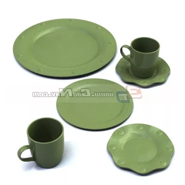 Terracotta Cups Saucers Plate 3d model Terracotta Cups Saucers Plate 3d model