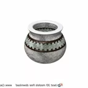 Black White Terracotta Decorative Pot 3d model