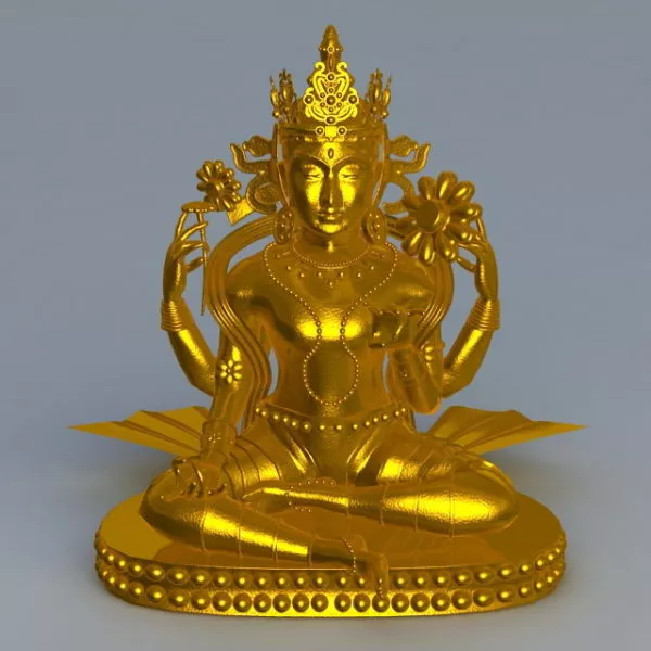 Gold Indian Buddha Statue 3d model