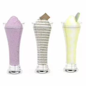 3 Glasses Ice Cream 3d model