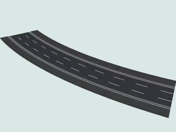 Modular Street 3 Lane Left 30 Curved Road Free 3d Model - .3ds ...