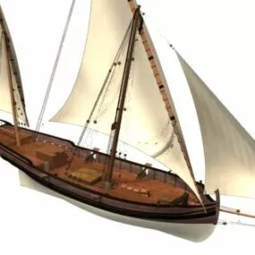 Watercraft Three Masts Sailing Ship 3d model