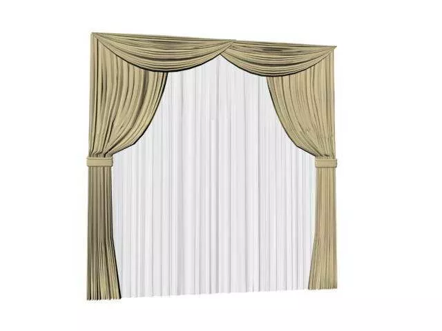 Tie Back Windows Curtain With Sheer 3d model Tie Back Windows Curtain With Sheer 3d model