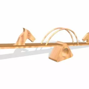 Outdoor Toddler Wooden Seesaw 3d model