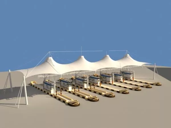 Outdoor Area With Tensile Canopies 3d model Outdoor Area With Tensile Canopies 3d model