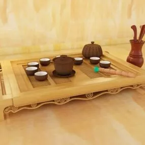 Bamboo Chinese Tea Set 3d model