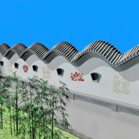 Traditional Chinese Garden Wall Decoration 3d model