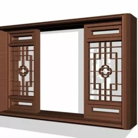Traditional Wooden Chinese Style Window 3d model