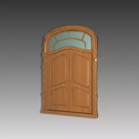 Traditional Wood Double Door 3d model