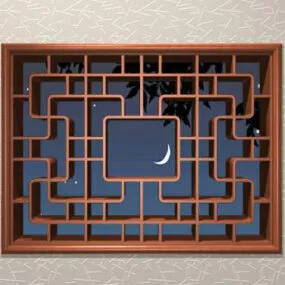 Traditional Asian Lattice Window 3d model